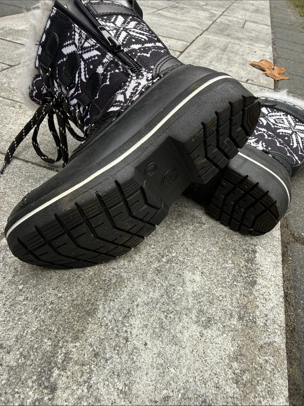 Kids Black Winter Snow Boots with Faux Fur Trim